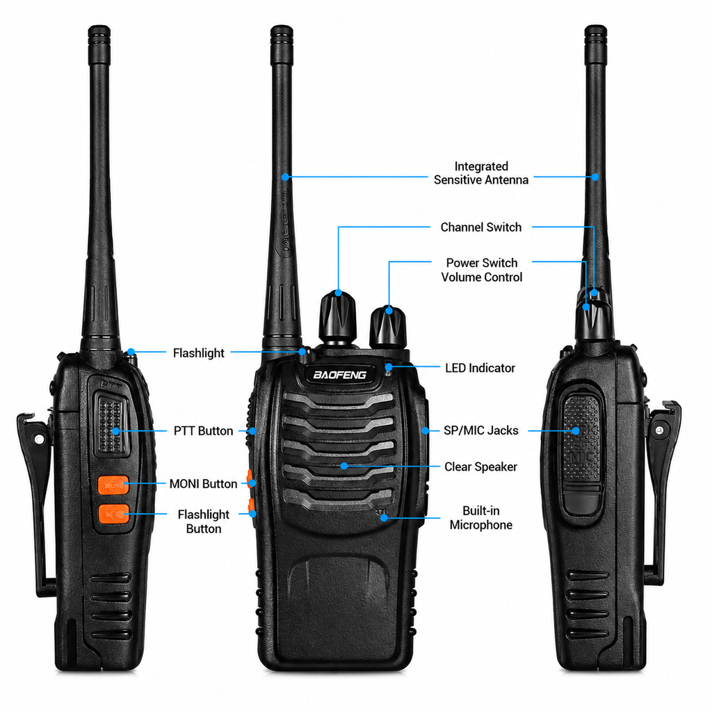 Baofeng BF-888S Walkie Talkie – Rechargeable Long Range Two-Way Radio