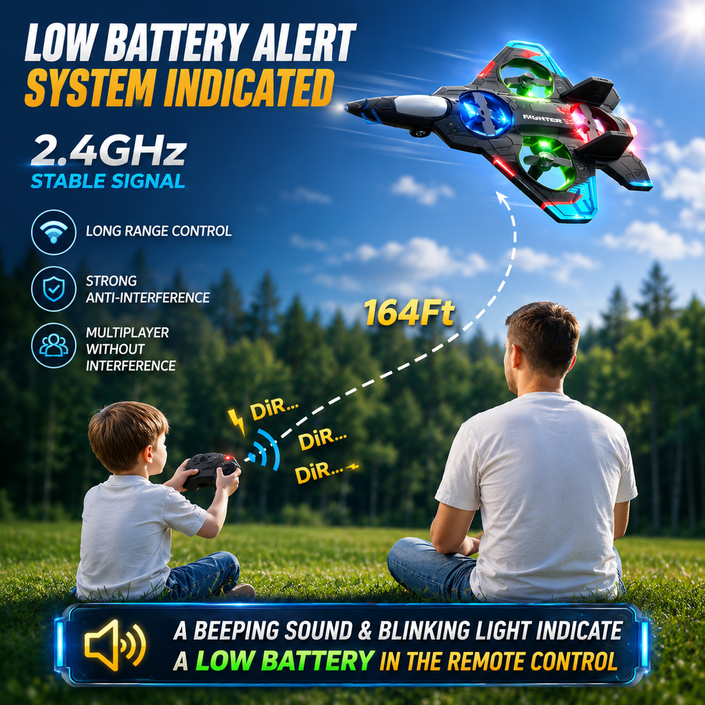 RC Fighter Plane 2.4GHz Remote Control Aircraft with LED Lights
